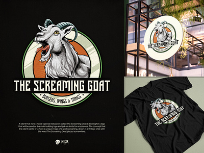 The Screaming Goat branding design graphic design hand drawing hand drawn illustration logo ui vintage vintage logo