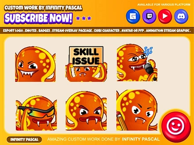 🐙Custom Chibi Cracken Fangs🐙 animal animation chibi style cracken custom emotes twitch design discord emotes facebook emotes freelance giant octopus graphic design illustration kraken loyalty badges open commission original character twitch emotes twitchemotes youtube emotes