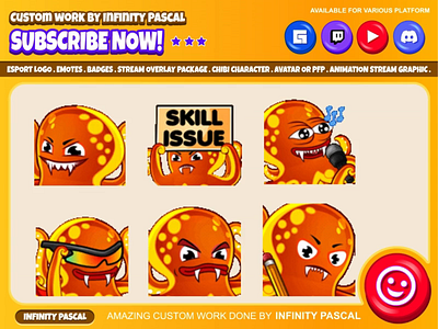 🐙Custom Chibi Cracken Fangs🐙 animal animation chibi style cracken custom emotes twitch design discord emotes facebook emotes freelance giant octopus graphic design illustration kraken loyalty badges open commission original character twitch emotes twitchemotes youtube emotes