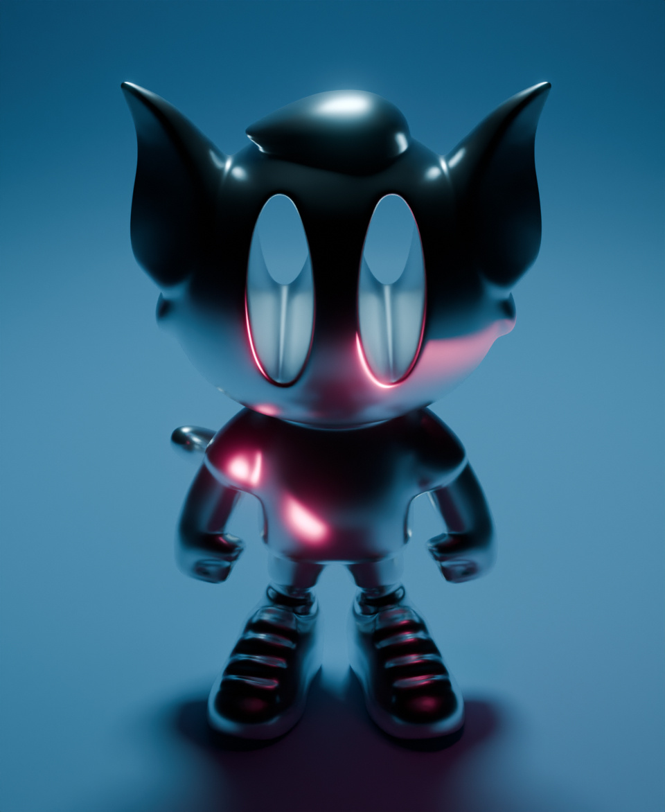 django // 001 3d blender cat chrome cycles illustration render toy