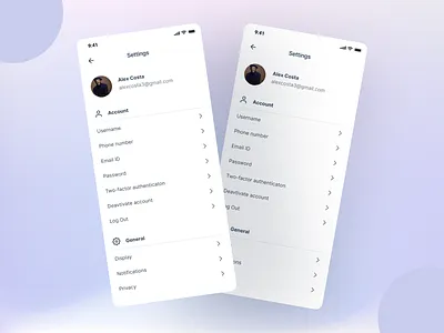 Sleek and Intuitive: Mobile Settings UI Design account app avatar design designinspiration general interactiondesign mobile mobileappdesign mobileappui mobileui name settings settingsdesign ui uiinspiration userexperience ux uxdesign visualdesign