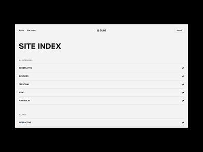 Cube - Site Index directory directory index list minimal list site index webflow template