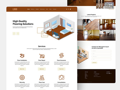 Flooring Services | Landing Design brown colors dribbble dribble landing folio landing page ui landingfolio ui ui design uidesign uiux web ui web ui design webpage design website