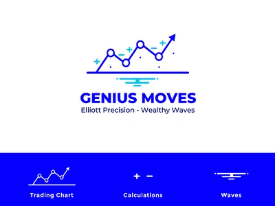 Genius Moves Logo blue color blue logo brandcubes branding elliott waves logo genius moves logo geometric logo ishan shetty logo design mumbai logo designer options trading precision logo stock market stock market logo strategic logo trading logo waves logo