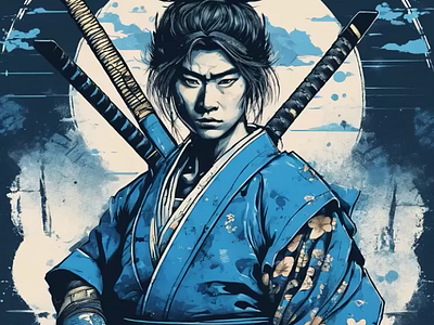 Samurai in blue color by Ilya Berezhniak on Dribbble