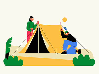 Camping animation adventurelovers animatedillustration camping campingtrip creattie exploration getawayanimation illustration lottie lottieanimation natureexperience outdooradventure teamwork tentsetup ui vacationanimations wildernessanimation