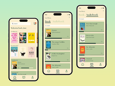 Book & Audiobook Mobile app Design Concept audiobook app graphic design mobile app reading app ui user experience user interface