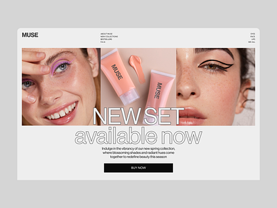Initial Block of MUSE Cosmetics E-commerce beauty branding cosmetic store design e commers homepage makeup muse tilda ui ux website