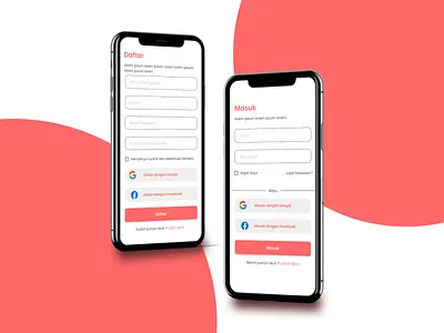 Login & Register UI Design daftar dribble figma iphone landing page login masuk mobile onboarding red register sign in sign up ui uiux
