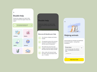 Charity campaign in mobile bank app banking design illustration product design ui ux