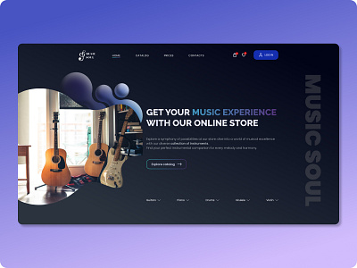 Design concept for online store “Music soul” animation design design concept graphic design illustration landing page logo minimal ui ux web design веб дизайн лендинг