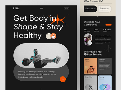 Fitness Landing Page adobe illustrator app branding design graphic design illustration landing page logo typography ui user experience design user interface design ux vector web design