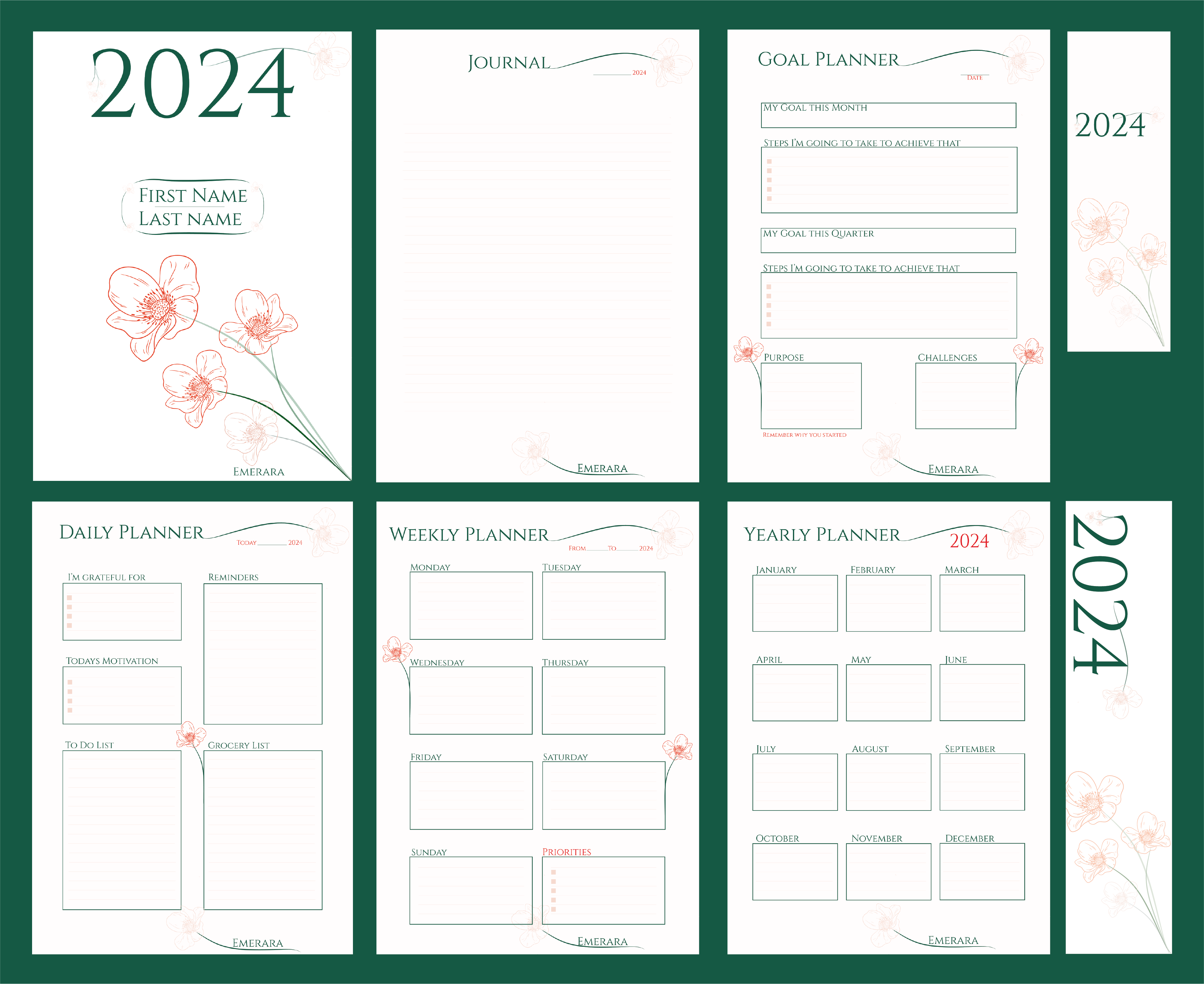 Customizable Printable Planners adhd bookmark calendar calendar design cover design customizable daily planner goals planner jorunal design journal planner planner design printable template weekly planner yearly planner