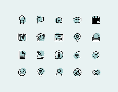 VUB | Icons belgium branding design green icon icons illustrator lessons research school ui university vector vub