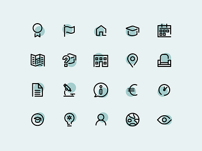 VUB | Icons belgium branding design green icon icons illustrator lessons research school ui university vector vub