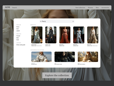 Search modal depict design e commerce fashion modal product retail search store ui ux web