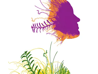 Floral Mask in Four colours artwork handmade illustration montage print screen print