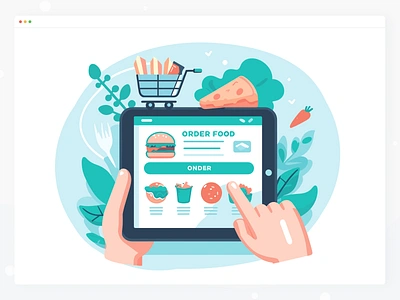 Online Food Order Ilustrations bites byte catering chow crave cuisine delivery devour fastfood feast gourmet grub menu munch nom nosh platter savor snack takeout