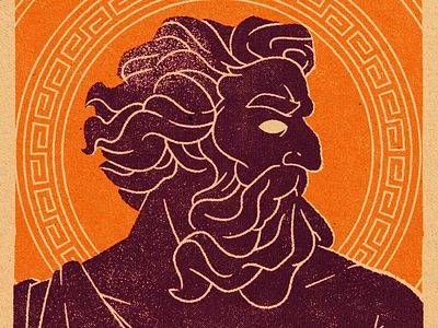 Zeus Illustration beard bearded man character god god of thunder gods greek greek mythology hellsjells illustration lightning man mythology orange strong texture thunder zeus