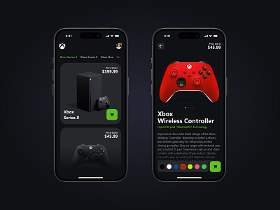 Xbox Store App app black branding buy controller cool designed app green modern modern app modern design shopping app simple simple app simple design ui xbox xbox controller xbox series xbox shop
