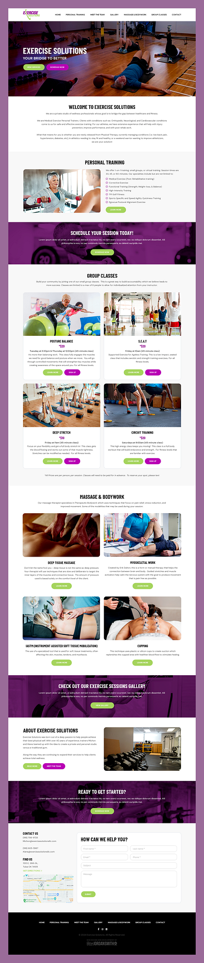 Exercise Solutions // Web Design exercise fitness health health fitness personal training training center web design