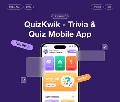 QuizKwik - Trivia & Quiz Mobile App adobe illustrator app branding design graphic design illustration logo typography ui user experience design user interface design ux vector web design