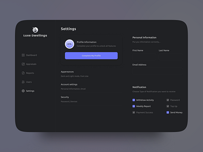 User Profile or Settings Page appdesign creativechallenge dailydesign dailyui designinspiration settingspage ui uichallenge uidesign userinterface usersettings uxdesign