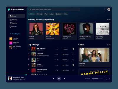 RhythmicWave: Music Player Web Concept branding design figma graphic design page platform typography ui ux website