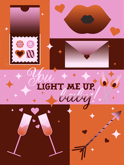 You light me up, baby! 🔥 | Personal work concept design graphic design illustration poster design poster illustration valentines day vector