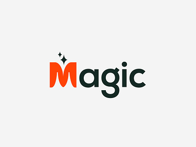 Magic Logo 2d brand identity branding design graphic design logo magic magic icon magic logo magician marketing minimal monogram orange symbol ui ux