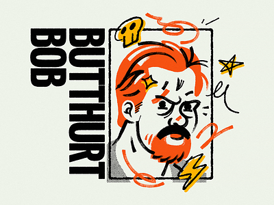 Butthurt Bob beer branding dude graffiti illustration man portrait