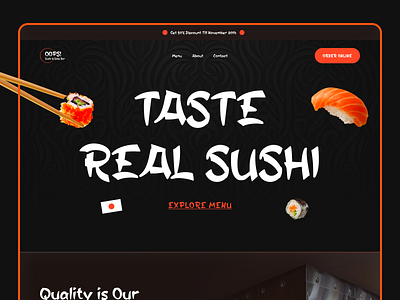 OOPS Sushi Bar Landing Page asia bar design food japan landing modern restaurant sushi tokyo typography ui ui ux ui design website concept website design