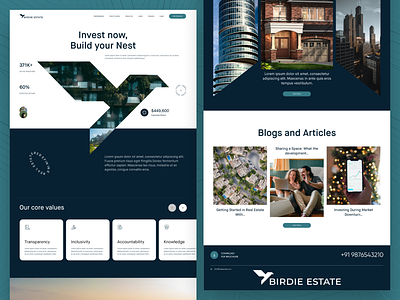 Birdie Estate - Real Estate Website UI best website ui branding design investment webiste landing page design realestate ui uiux ux website ui