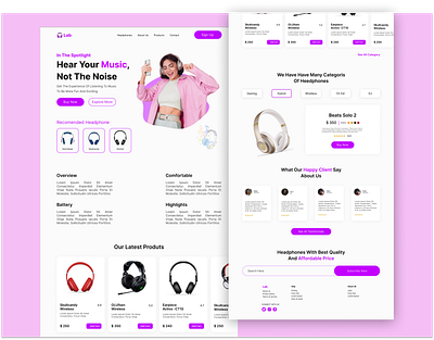 HEADPHONES LANDING PAGE e comm figma landing page mobile app prototyping ui ui web design uiux design web design wireframe