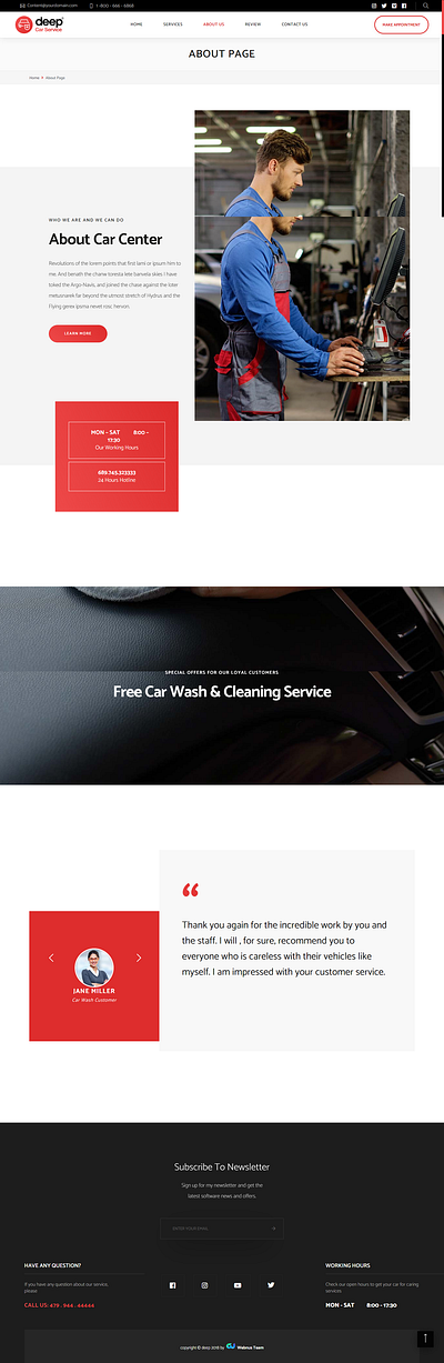 Car Service WordPress website car design designer developer hiring looking service website