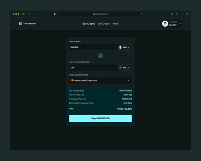 Simple on-ramp flow for desktop animation clean design figma motion graphics on ramp ui web3