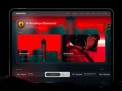 Copacetic Platform app art artist branding graphic design logo nft platform platform design platform profile page profile page profile page design red ui ui design ux ux design website website design