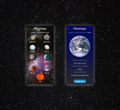 Prototipo app sistema solar adobe android design earth figma graphic design ios mobile mobiledesign prototype sistemasolar sun ui uidesign uixu ux uxdesign uxui uxuidesign