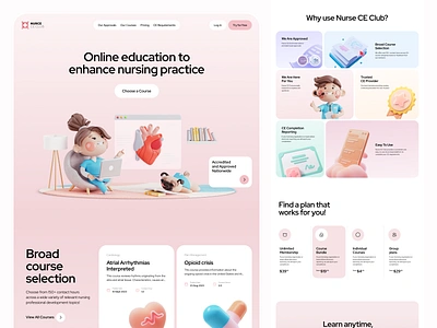 Nursececlub Site Rewamp 3d courses cuberto doctor education graphics health illustration medicine nurse nursing care online qualification ui ux