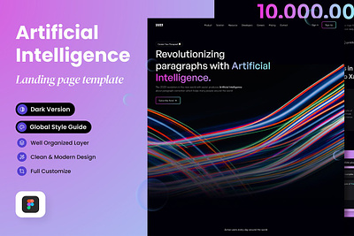 Artificial Intelligence Landing Page ai banner concept digital illustration information intelligence internet landing learning network page smart template web website