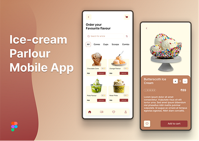 Ice-cream Parlour Mobile App app design app ui design figma ice cream mobile app mobile app design mobile app ui mobile design mobile ui product design redesign ui ui design uiux visual design
