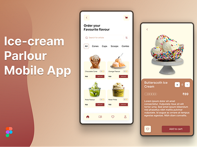 Ice-cream Parlour Mobile App app design app ui design figma ice cream mobile app mobile app design mobile app ui mobile design mobile ui product design redesign ui ui design uiux visual design