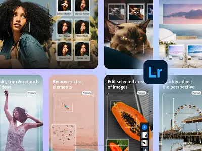 Screenshot set: Adobe Lightroom adobe apple store branding design graphic graphic design growth lightroom marketing play store screenshot screenshot set set