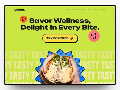 yumm - Healthy Food Subscription Website branding design food graphic design healthy illustration landing page logo subscription ui vector web design website