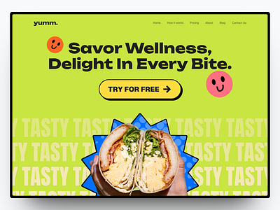 yumm - Healthy Food Subscription Website branding design food graphic design healthy illustration landing page logo subscription ui vector web design website