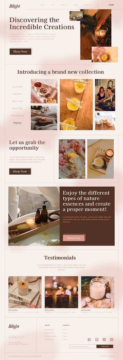 Minimalism - Homemade Candle Landing Page- Startup branding interaction design minimalism typography ui ux visual design