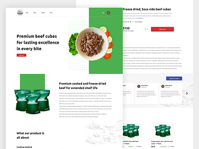 Landing page (selling beef cubes business) illustrations landing page landing page design logo ui user experience user interface ux webpage design website design