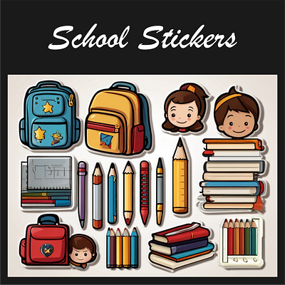 School Stickers graphic design logo motion graphics school set stickers