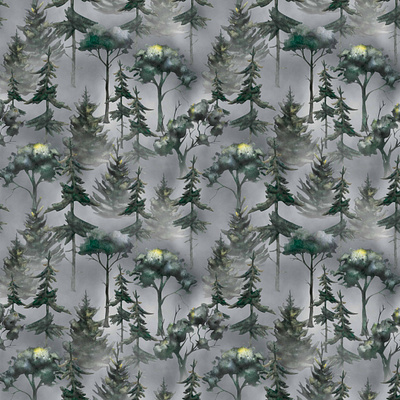 Veiled conifers adobe photoshop design graphic design illustration pattern pattern design print wallpaper watercolor