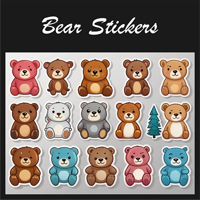 Bear Stiskers bear graphic design logo motion graphics set stickers